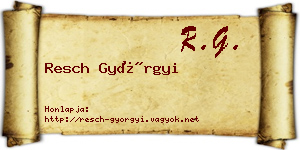 Resch Györgyi névjegykártya